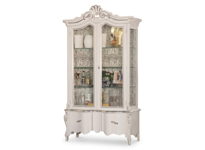Luxuriöse weiße Holzvitrine mit klassischem Möbeldesign Schrank Vitrine