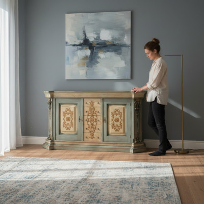 Klassisches Massivholz Sideboard Luxus Kommode Anrichte Wohnzimmer Möbel