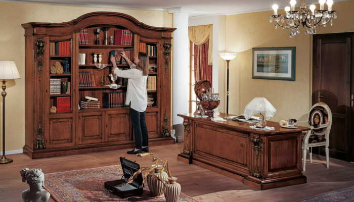 Braune klassische Büromöbel Massivholz Schreibtisch Bücherregal Schränke
