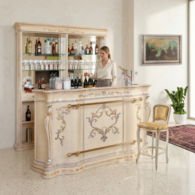 Klassische Bartheke Luxus Barschrank Designer Möbel Massivholz Vitrine Bar