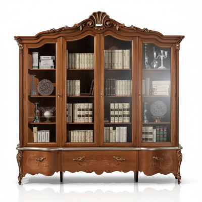 Klassischer Luxus Bücherschrank Massivholz Möbel Vitrine Regalschrank Schrank