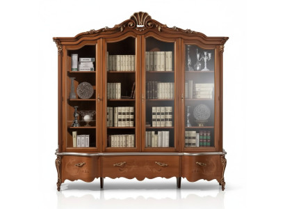Klassischer Luxus Bücherschrank Massivholz Möbel Vitrine Regalschrank Schrank