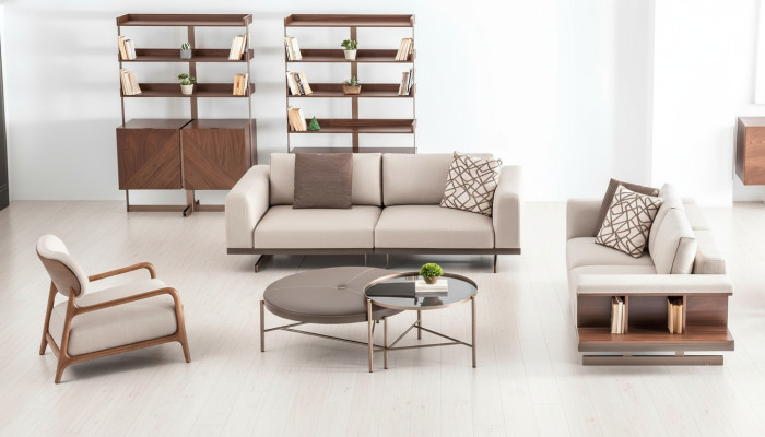 Moderne Sofagarnitur Luxus Möbel Polster Textil Couch Grau Modern Sofa