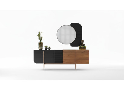 Esstisch Essgruppe Esszimmer Stühle Sideboard Set 7tlg Marmor Schwarz