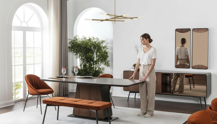 Essecke Essgruppe Esszimmer Esstisch Stühle Sideboard 9tlg Holz Braun