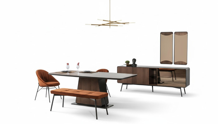 Essecke Essgruppe Esszimmer Esstisch Stühle Sideboard 9tlg Holz Braun