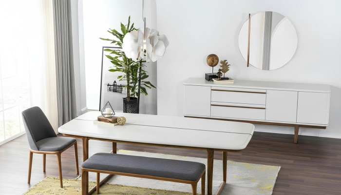 Essecke Essgruppe Esszimmer Esstisch Stühle Sideboard 10tlg Holz Weiß