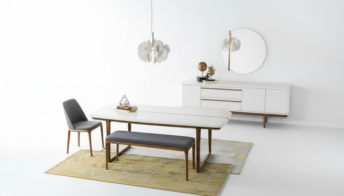 Essecke Essgruppe Esszimmer Esstisch Stühle Sideboard 10tlg Holz Weiß