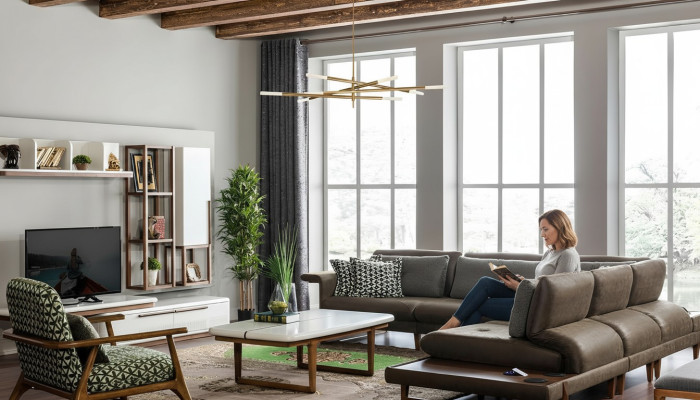 Wohnzimmer Set Luxus Möbel L-Form Sofa Sessel Textil Möbel Set Neu