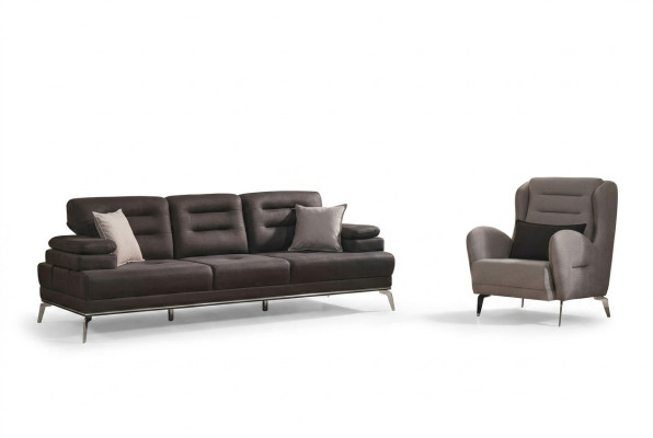 Sofagarnitur 31 Sitzer Garnituren Sofa Sessel Stoff Schwarz Modern Set
