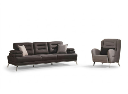 Sofagarnitur 31 Sitzer Garnituren Sofa Sessel Stoff Schwarz Modern Set