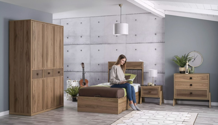 Bett mit Bettkasten Bettrahmen Kinderbett Jugendbett Braun Holz Luxus