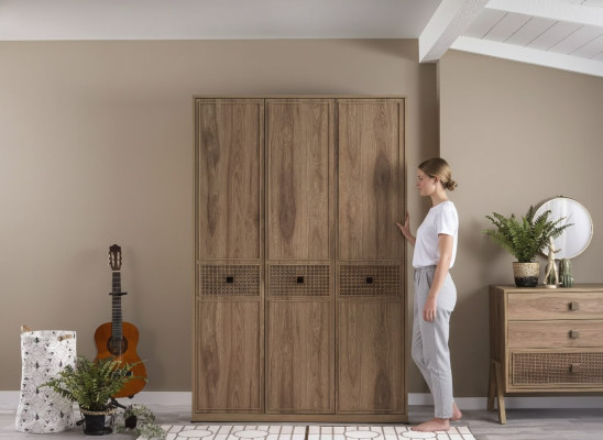 Kleiderschrank Schrank Holzschrank Schlafzimmer Möbel Holz Braun Neu