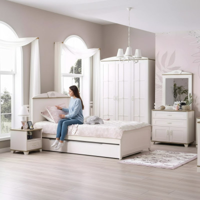 Holzbett Funktionsbett Ausziehbares Kinderbett Bett 120 Holz Weiß Neu