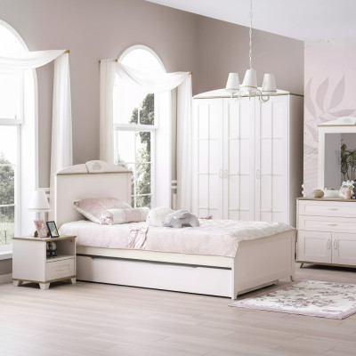 Holzbett Funktionsbett Ausziehbares Kinderbett Bett 120 Holz Weiß Neu