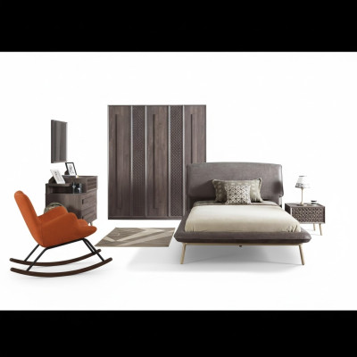 Kindermöbel Kinderzimmer Garnitur Jugendbett Bett Holz Grau Set 5tlg