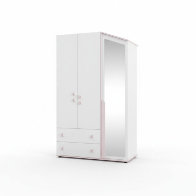 Design Kleiderschrank Holzschrank Schrank Möbel Holz Spiegel Weiß Neu