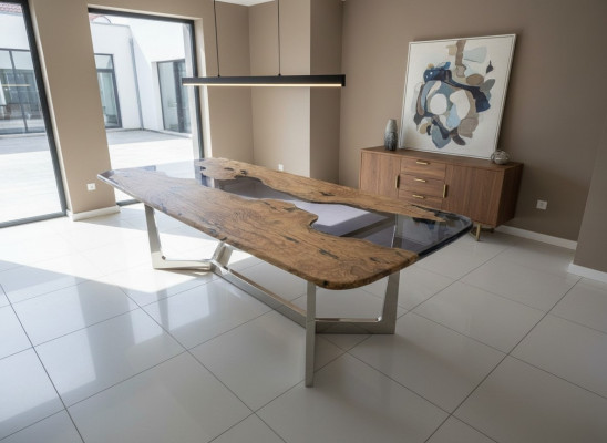 Esstisch Epoxidharz Küchentisch Esszimmertisch Tisch 240 cm Holz Braun