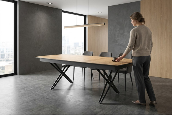 Design Küchentisch Esszimmertisch Ausziehbarer Holz Braun Tisch Möbel