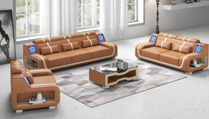 Wohnzimmer Komplette Ledersofas Couchgarnitur Sofagarnitur Braun 3tlg