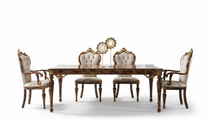 Klassische Essgruppe Essecke Esszimmer Esstisch Holz Set 7tlg Braun tisch