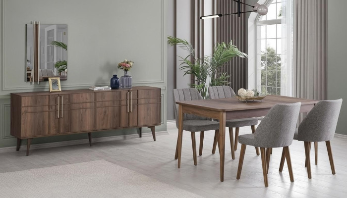 Essgruppe Garnitur Esszimmer Esstisch Set 9tlg Esszimmer Braun Holz