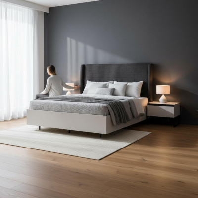 Komplette Schlafzimmermöbel Doppelbett Holz 3tlg Design Weiß Bett Set