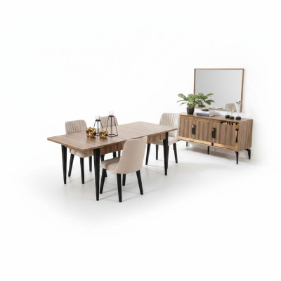 Essgruppe Garnitur Esszimmer Esstisch Set 7tlg Esszimmer Braun Holz