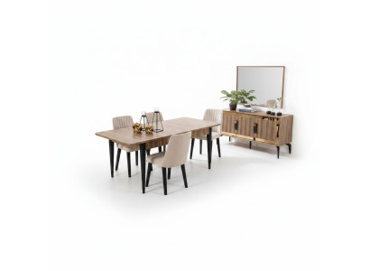 Essgruppe Garnitur Esszimmer Esstisch Set 7tlg Esszimmer Braun Holz