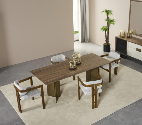 Garnitur Esstisch Essecke Essgruppe Set 7tlg Esszimmer Braun Holz