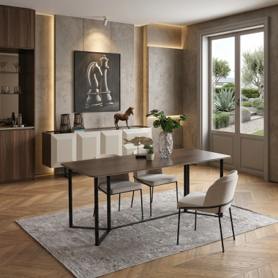 Esszimmer Essecke Essgruppe Esstisch Set 7tlg Holz Braun Stühle Modern
