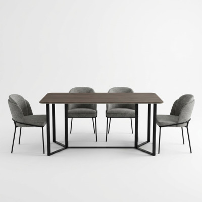 Esszimmer Essecke Essgruppe Esstisch Set 7tlg Holz Braun Stühle Modern