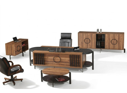Luxus Komplette Büro Schreibtisch Bürotisch Set 4tlg Holz Braun Tisch