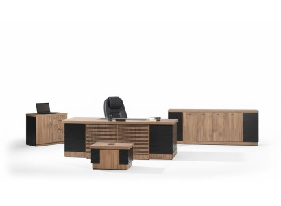 Arbeitszimmermöbel Büro Schreibtisch Bürotisch Set 4tlg Holz Braun