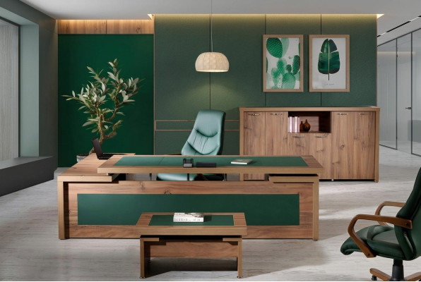 Komplette Büro Eckbürotisch Bürotisch Set 3tlg Holz Braun Luxus Groß
