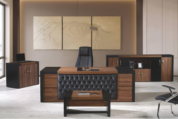Arbeitszimmermöbel Büro Schreibtisch Bürotisch Set 4tlg Holz Braun
