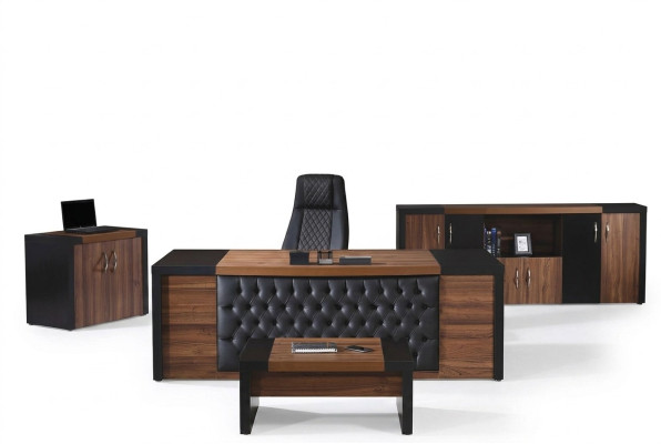 Arbeitszimmermöbel Büro Schreibtisch Bürotisch Set 4tlg Holz Braun