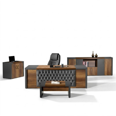 Komplettbüro Büromöbel Schreibtisch Büro Bürotisch Set 4tlg Holz Braun
