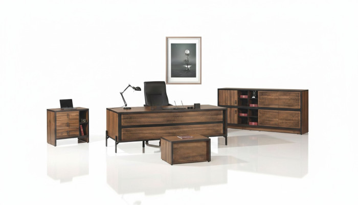 Büromöbel Komplettbüro Schreibtisch Büro Bürotisch Set 4tlg Holz Braun