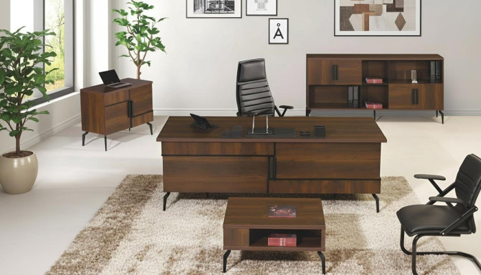 Büromöbel Komplettbüro Schreibtisch Büro Bürotisch Set 4tlg Holz Braun