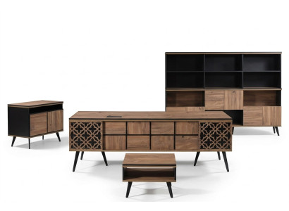 Bürotisch Arbeitszimmermöbel Komplettbüro Schreibtisch 4tlg Holz Braun