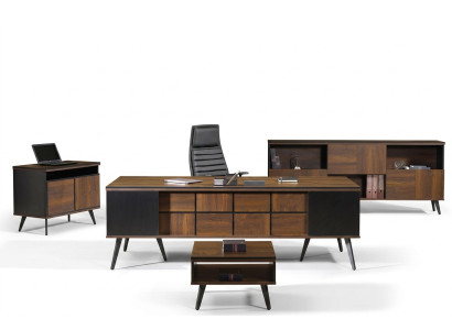 Schreibtisch Klassische Komplette Arbeitszimmermöbel 4tlg Holz Braun