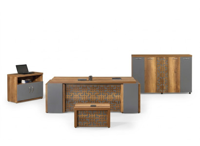 Bürotisch Büromöbel Komplettbüro Schreibtisch Set 4tlg Holz Braun Büro