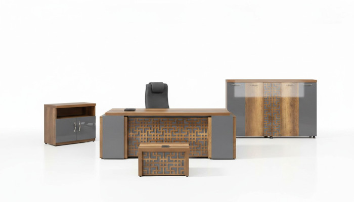 Komplettbüro Büromöbel Schreibtisch Büro Bürotisch Set 4tlg Holz Braun
