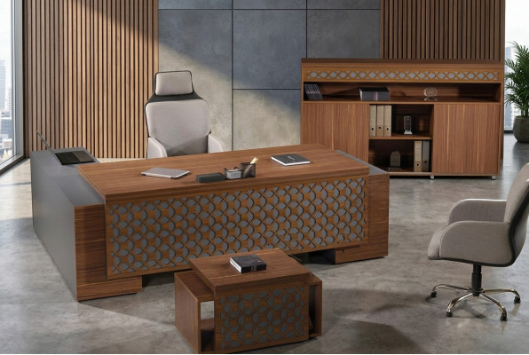 Eckbürotisch Komplette Büro Bürotisch Set 3tlg Holz Braun Büromöbel