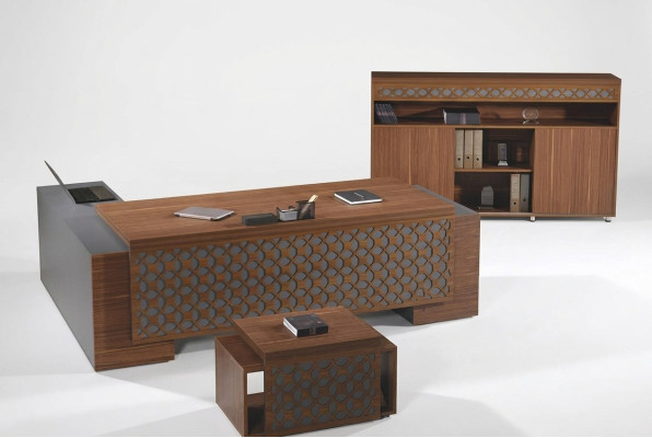 Eckbürotisch Komplette Büro Bürotisch Set 3tlg Holz Braun Büromöbel