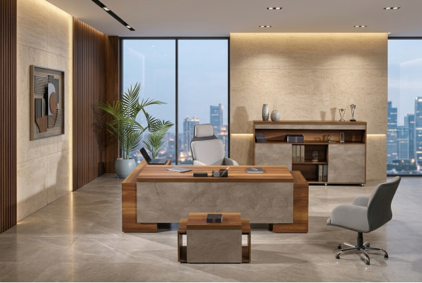 Büromöbel Eckbürotisch Komplette Büro Bürotisch Set 3tlg Holz Braun