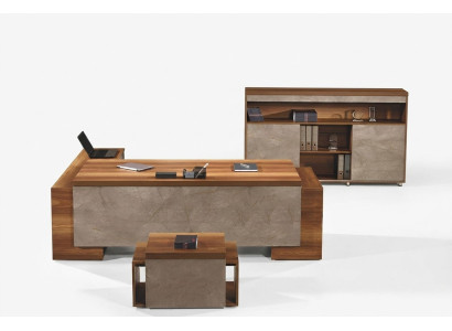 Büromöbel Eckbürotisch Komplette Büro Bürotisch Set 3tlg Holz Braun