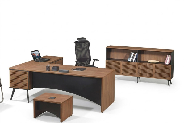 Arbeitszimmermöbel Eckbürotisch Komplette 3tlg Holz Braun Büromöbel