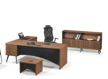 Arbeitszimmermöbel Eckbürotisch Komplette 3tlg Holz Braun Büromöbel